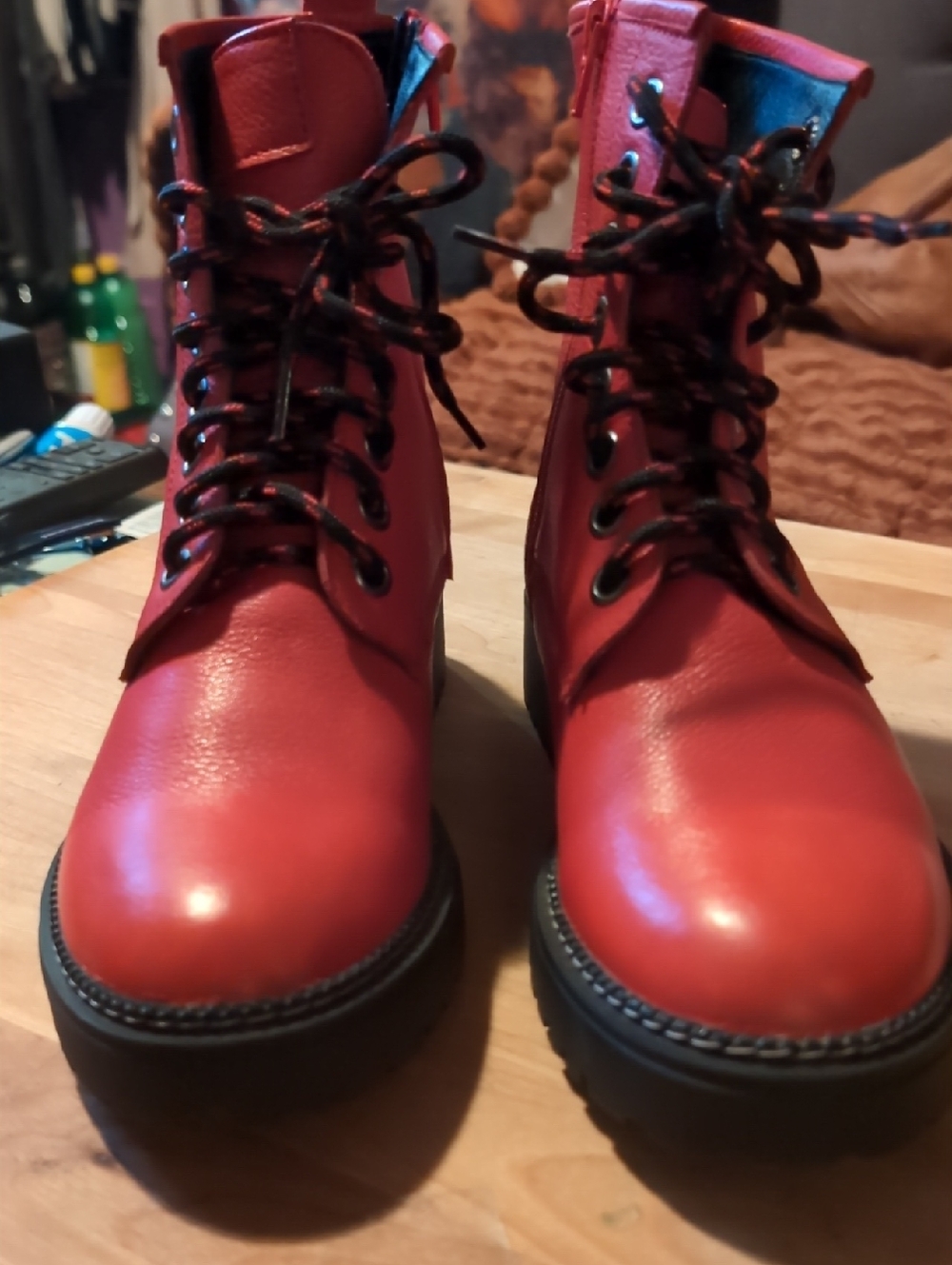 Bueno Red and Black Combat Boot
